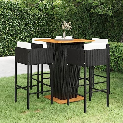 Woonisher 5-TLG. Gartenbar-Set mit Kissen Poly Rattan Schwarz Rattan gartenmöbel Set Woonisher 5-TLG. Gartenbar-Set mit Kissen Poly Rattan Schwarz Rattan gartenmöbel Set von Woonisher