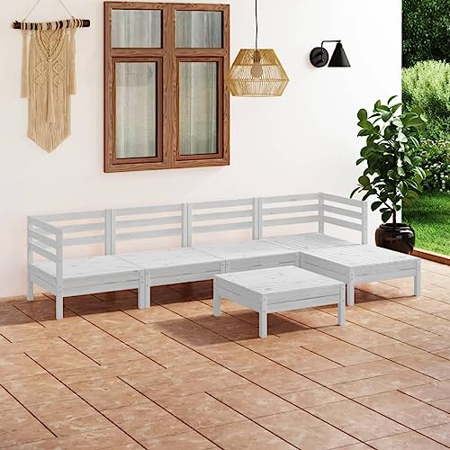Woonisher 6-TLG. Garten-Lounge-Set Massivholz Kiefer Weiß Rattan gartenmöbel Set Woonisher 6-TLG. Garten-Lounge-Set Massivholz Kiefer Weiß Rattan gartenmöbel Set von Woonisher
