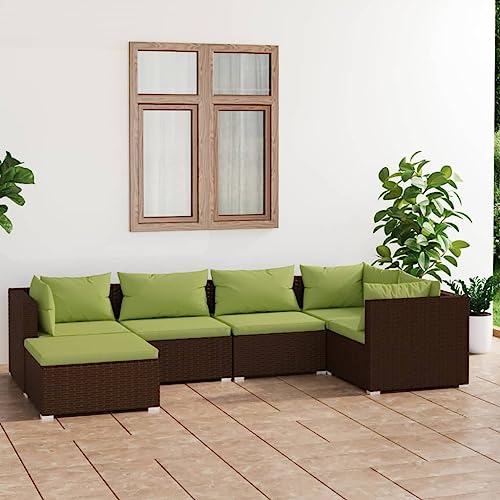 Woonisher 6-TLG. Garten-Lounge-Set mit Auflagen Poly Rattan Braun Rattan gartenmöbel Set von Woonisher