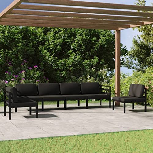 Woonisher 6-TLG. Garten-Lounge-Set mit Kissen Aluminium Anthrazit Rattan gartenmöbel Set Woonisher 6-TLG. Garten-Lounge-Set mit Kissen Aluminium Anthrazit Rattan gartenmöbel Set von Woonisher