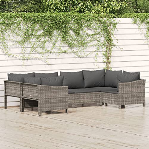 Woonisher 6-TLG. Garten-Lounge-Set mit Kissen Grau Poly Rattan Rattan gartenmöbel Set Woonisher 6-TLG. Garten-Lounge-Set mit Kissen Grau Poly Rattan Rattan gartenmöbel Set von Woonisher