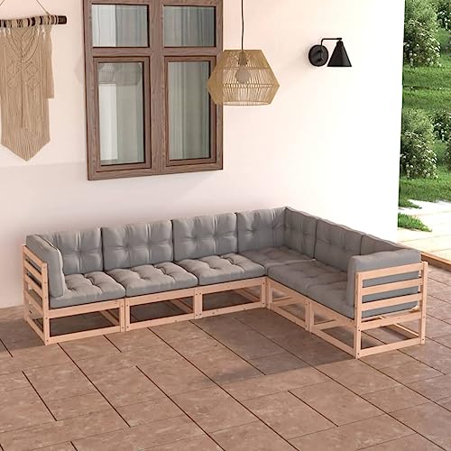 Woonisher 6-TLG. Garten-Lounge-Set mit Kissen Massivholz Kiefer Rattan gartenmöbel Set Woonisher 6-TLG. Garten-Lounge-Set mit Kissen Massivholz Kiefer Rattan gartenmöbel Set von Woonisher