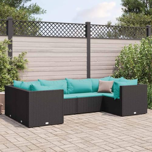 Woonisher 6-TLG. Garten-Lounge-Set mit Kissen Schwarz Poly Rattan Rattan gartenmöbel Set Woonisher 6-TLG. Garten-Lounge-Set mit Kissen Schwarz Poly Rattan Rattan gartenmöbel Set von Woonisher