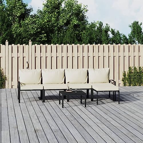 Woonisher 6-TLG. Garten-Lounge-Set mit Sandfarbigen Kissen Stahl Rattan gartenmöbel Set Woonisher 6-TLG. Garten-Lounge-Set mit Sandfarbigen Kissen Stahl Rattan gartenmöbel Set von Woonisher