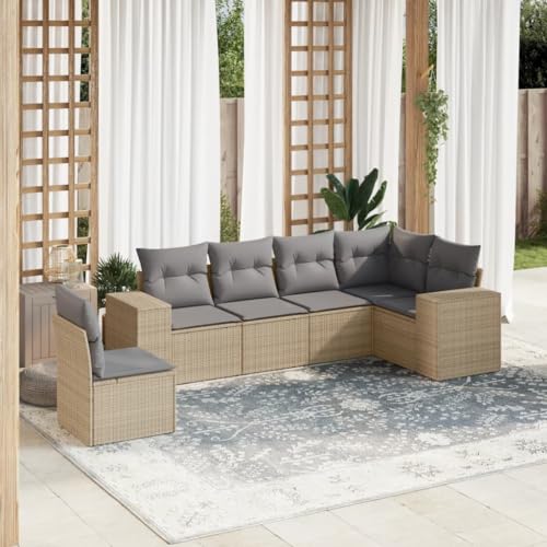 Woonisher 6-TLG. Garten-Sofagarnitur mit Kissen Beige Poly Rattan Rattan gartenmöbel Set Woonisher 6-TLG. Garten-Sofagarnitur mit Kissen Beige Poly Rattan Rattan gartenmöbel Set von Woonisher
