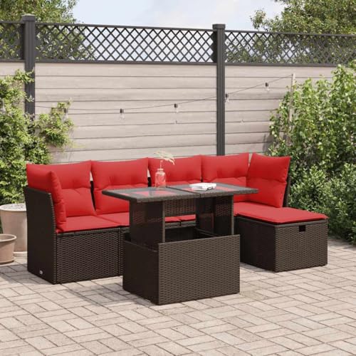 Woonisher 6-TLG. Garten-Sofagarnitur mit Kissen Braun Poly Rattan Akazie Rattan gartenmöbel Set Woonisher 6-TLG. Garten-Sofagarnitur mit Kissen Braun Poly Rattan Akazie Rattan gartenmöbel Set von Woonisher