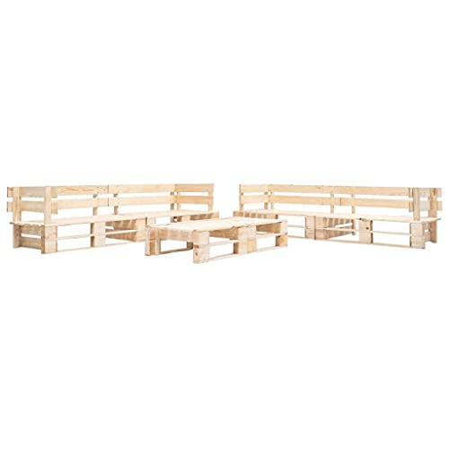 Woonisher 6-TLG. Paletten-Lounge-Set Holz Natur Rattan gartenmöbel Set von Woonisher