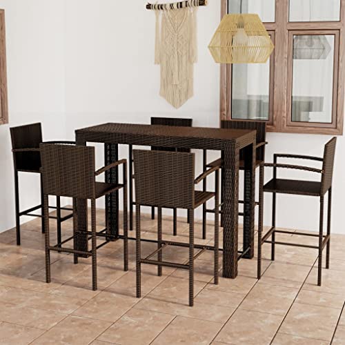 Woonisher 7-TLG. Garten-Bar-Set mit Armlehnen Poly Rattan Braun Rattan gartenmöbel Set Woonisher 7-TLG. Garten-Bar-Set mit Armlehnen Poly Rattan Braun Rattan gartenmöbel Set von Woonisher