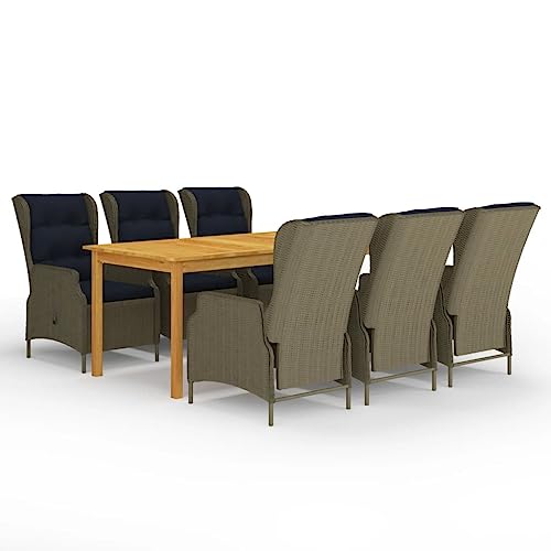 Woonisher 7-TLG. Garten-Essgruppe Braun Rattan gartenmöbel Set von Woonisher