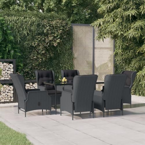 Woonisher 7-TLG. Garten-Essgruppe Dunkelgrau Poly Rattan Rattan gartenmöbel Set Woonisher 7-TLG. Garten-Essgruppe Dunkelgrau Poly Rattan Rattan gartenmöbel Set von Woonisher
