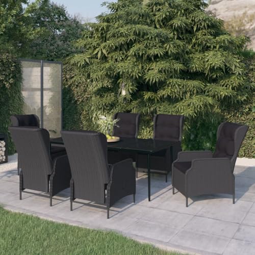 Woonisher 7-TLG. Garten-Essgruppe Dunkelgrau Rattan gartenmöbel Set von Woonisher