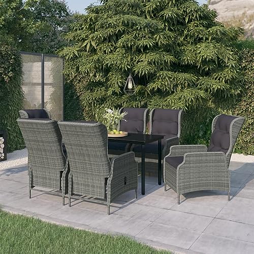 Woonisher 7-TLG. Garten-Essgruppe Hellgrau Rattan gartenmöbel Set Woonisher 7-TLG. Garten-Essgruppe Hellgrau Rattan gartenmöbel Set von Woonisher
