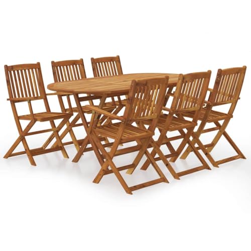 Woonisher 7-TLG. Garten-Essgruppe Klappbar Massivholz Akazie Rattan gartenmöbel Set von Woonisher