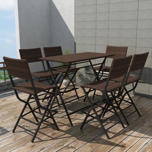 Woonisher 7-TLG. Garten-Essgruppe Klappbar Stahl Poly Rattan Braun Rattan gartenmöbel Set Woonisher 7-TLG. Garten-Essgruppe Klappbar Stahl Poly Rattan Braun Rattan gartenmöbel Set von Woonisher