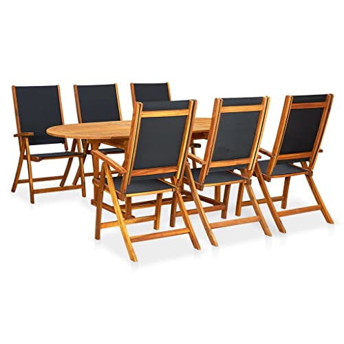 Woonisher 7-TLG. Garten-Essgruppe Massivholz Akazie Rattan gartenmöbel Set von Woonisher