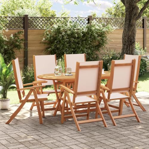 Woonisher 7-TLG. Garten-Essgruppe Massivholz Akazie und Rattan gartenmöbel Set von Woonisher