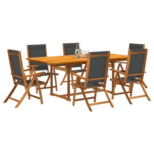 Woonisher 7-TLG. Garten-Essgruppe Massivholz Akazie und Rattan gartenmöbel Set von Woonisher