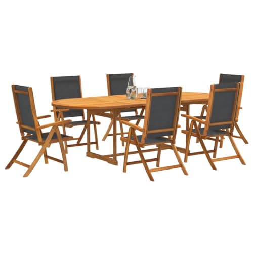 Woonisher 7-TLG. Garten-Essgruppe Massivholz Akazie und Rattan gartenmöbel Set von Woonisher