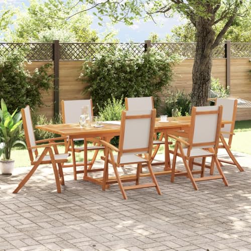 Woonisher 7-TLG. Garten-Essgruppe Massivholz Akazie und Rattan gartenmöbel Set von Woonisher