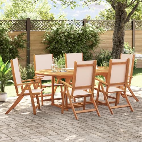 Woonisher 7-TLG. Garten-Essgruppe Massivholz Akazie und Rattan gartenmöbel Set von Woonisher