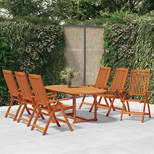 Woonisher 7-TLG. Garten-Essgruppe Massivholz Eukalyptus Rattan gartenmöbel Set von Woonisher