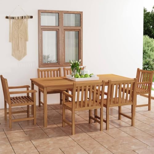 Woonisher 7-TLG. Garten-Essgruppe Massivholz Teak Rattan gartenmöbel Set von Woonisher