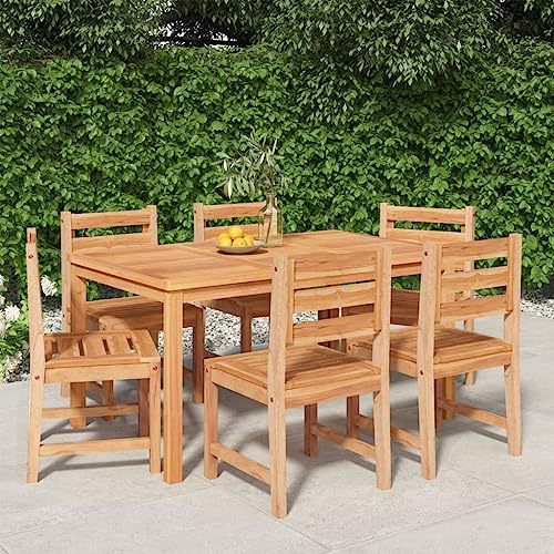 Woonisher 7-TLG. Garten-Essgruppe Massivholz Teak Rattan gartenmöbel Set von Woonisher
