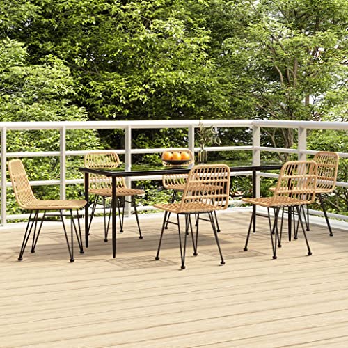 Woonisher 7-TLG. Garten-Essgruppe Poly Rattan Rattan gartenmöbel Set von Woonisher