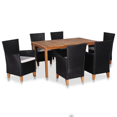 Woonisher 7-TLG. Garten-Essgruppe Poly Rattan Schwarz und Braun Rattan gartenmöbel Set Woonisher 7-TLG. Garten-Essgruppe Poly Rattan Schwarz und Braun Rattan gartenmöbel Set von Woonisher