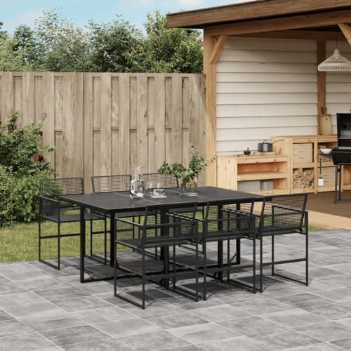 Woonisher 7-TLG. Garten-Essgruppe Schwarz Poly Rattan Rattan gartenmöbel Set Woonisher 7-TLG. Garten-Essgruppe Schwarz Poly Rattan Rattan gartenmöbel Set von Woonisher