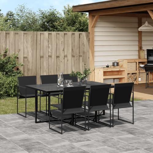 Woonisher 7-TLG. Garten-Essgruppe Schwarz Rattan gartenmöbel Set von Woonisher