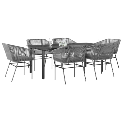 Woonisher 7-TLG. Garten-Essgruppe mit Kissen Grau Poly Rattan Glas Rattan gartenmöbel Set Woonisher 7-TLG. Garten-Essgruppe mit Kissen Grau Poly Rattan Glas Rattan gartenmöbel Set von Woonisher
