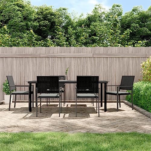 Woonisher 7-TLG. Garten-Essgruppe mit Kissen Poly Rattan und Stahl Rattan gartenmöbel Set von Woonisher