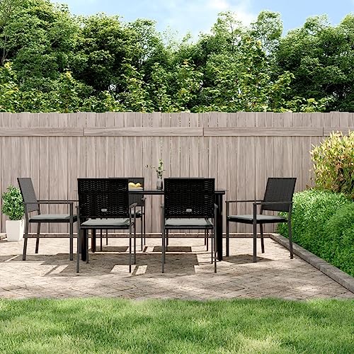 Woonisher 7-TLG. Garten-Essgruppe mit Kissen Poly Rattan und Stahl Rattan gartenmöbel Set von Woonisher