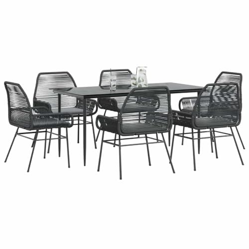 Woonisher 7-TLG. Garten-Essgruppe mit Kissen Schwarz Poly Rattan Glas Rattan gartenmöbel Set Woonisher 7-TLG. Garten-Essgruppe mit Kissen Schwarz Poly Rattan Glas Rattan gartenmöbel Set von Woonisher