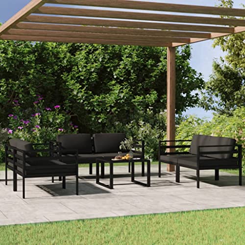 Woonisher 7-TLG. Garten-Lounge-Set mit Kissen Aluminium Anthrazit Rattan gartenmöbel Set Woonisher 7-TLG. Garten-Lounge-Set mit Kissen Aluminium Anthrazit Rattan gartenmöbel Set von Woonisher