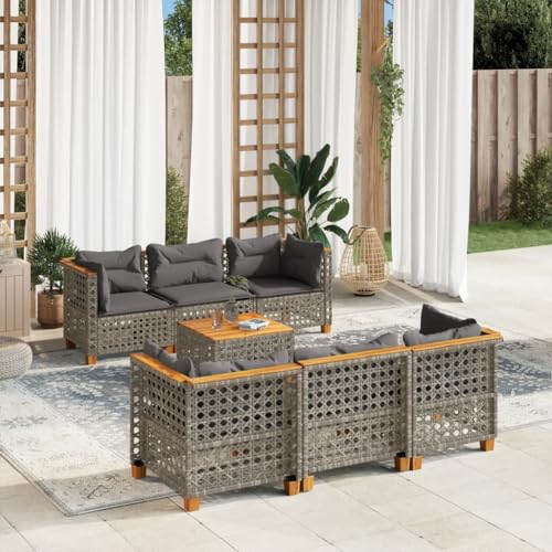 Woonisher 7-TLG. Garten-Sofagarnitur mit Kissen Grau Poly Rattan Rattan gartenmöbel Set Woonisher 7-TLG. Garten-Sofagarnitur mit Kissen Grau Poly Rattan Rattan gartenmöbel Set von Woonisher