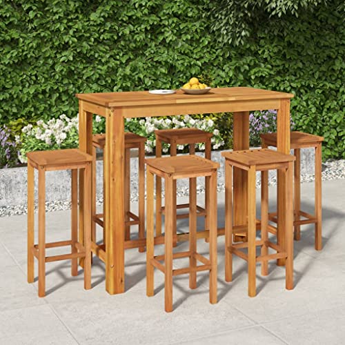 Woonisher 7-TLG. Gartenbar-Set Massivholz Akazie Rattan gartenmöbel Set von Woonisher