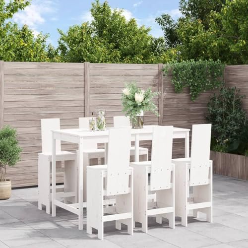 Woonisher 7-TLG. Gartenbar-Set Weiß Massivholz Kiefer Rattan gartenmöbel Set Woonisher 7-TLG. Gartenbar-Set Weiß Massivholz Kiefer Rattan gartenmöbel Set von Woonisher