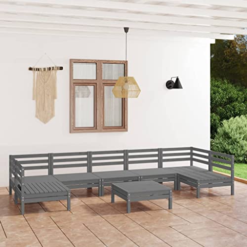 Woonisher 8-TLG. Garten-Lounge-Set Grau Massivholz Kiefer Rattan gartenmöbel Set Woonisher 8-TLG. Garten-Lounge-Set Grau Massivholz Kiefer Rattan gartenmöbel Set von Woonisher