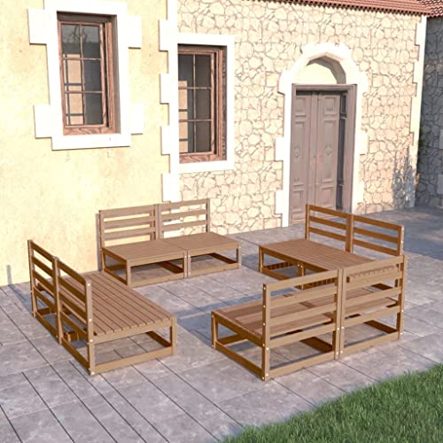 Woonisher 8-TLG. Garten-Lounge-Set Honigbraun Massivholz Kiefer Rattan gartenmöbel Set Woonisher 8-TLG. Garten-Lounge-Set Honigbraun Massivholz Kiefer Rattan gartenmöbel Set von Woonisher