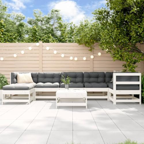Woonisher 8-TLG. Garten-Lounge-Set Weiß Massivholz Kiefer Rattan gartenmöbel Set Woonisher 8-TLG. Garten-Lounge-Set Weiß Massivholz Kiefer Rattan gartenmöbel Set von Woonisher