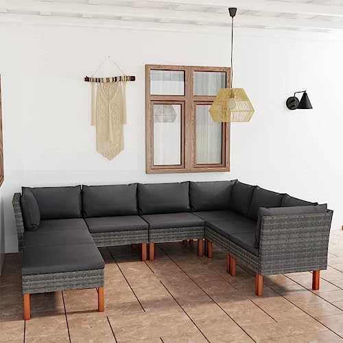 Woonisher 8-TLG. Garten-Lounge-Set mit Kissen Poly Rattan Grau Rattan gartenmöbel Set Woonisher 8-TLG. Garten-Lounge-Set mit Kissen Poly Rattan Grau Rattan gartenmöbel Set von Woonisher