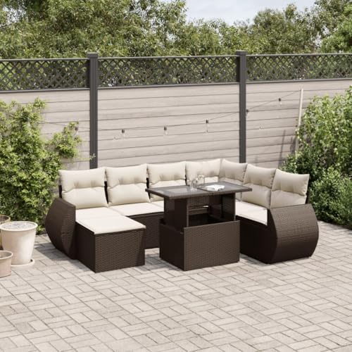 Woonisher 8-TLG. Garten-Sofagarnitur mit Kissen Braun Poly Rattan Rattan gartenmöbel Set von Woonisher