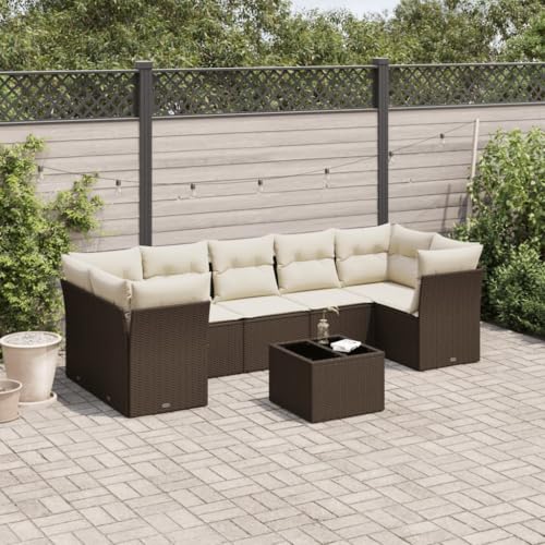 Woonisher 8-TLG. Garten-Sofagarnitur mit Kissen Braun Poly Rattan Rattan gartenmöbel Set von Woonisher