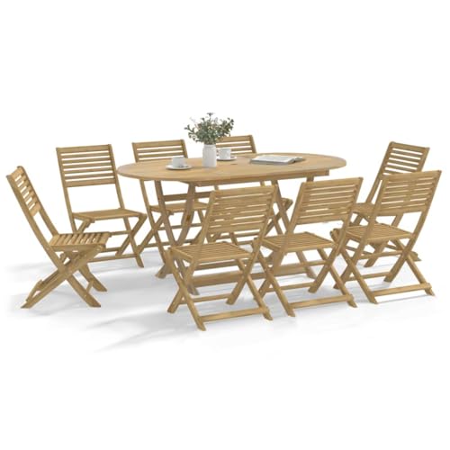 Woonisher 9-TLG. Garten-Essgruppe Massivholz Akazie Rattan gartenmöbel Set von Woonisher