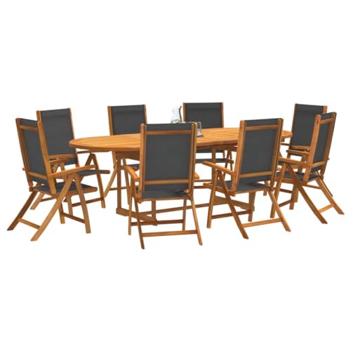 Woonisher 9-TLG. Garten-Essgruppe Massivholz Akazie und Rattan gartenmöbel Set von Woonisher
