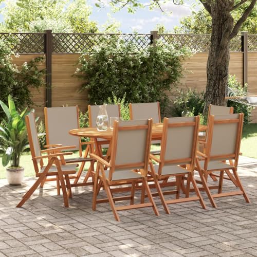 Woonisher 9-TLG. Garten-Essgruppe Massivholz Akazie und Rattan gartenmöbel Set von Woonisher