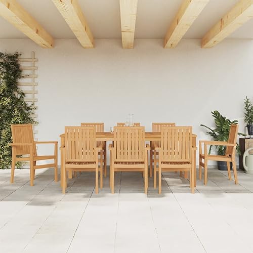 Woonisher 9-TLG. Garten-Essgruppe Massivholz Teak Rattan gartenmöbel Set von Woonisher
