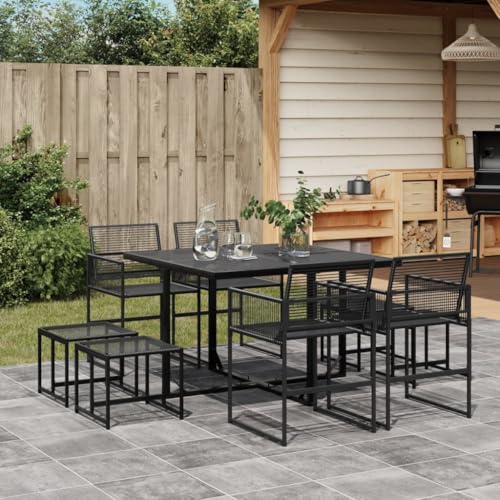 Woonisher 9-TLG. Garten-Essgruppe Schwarz Poly Rattan Rattan gartenmöbel Set Woonisher 9-TLG. Garten-Essgruppe Schwarz Poly Rattan Rattan gartenmöbel Set von Woonisher